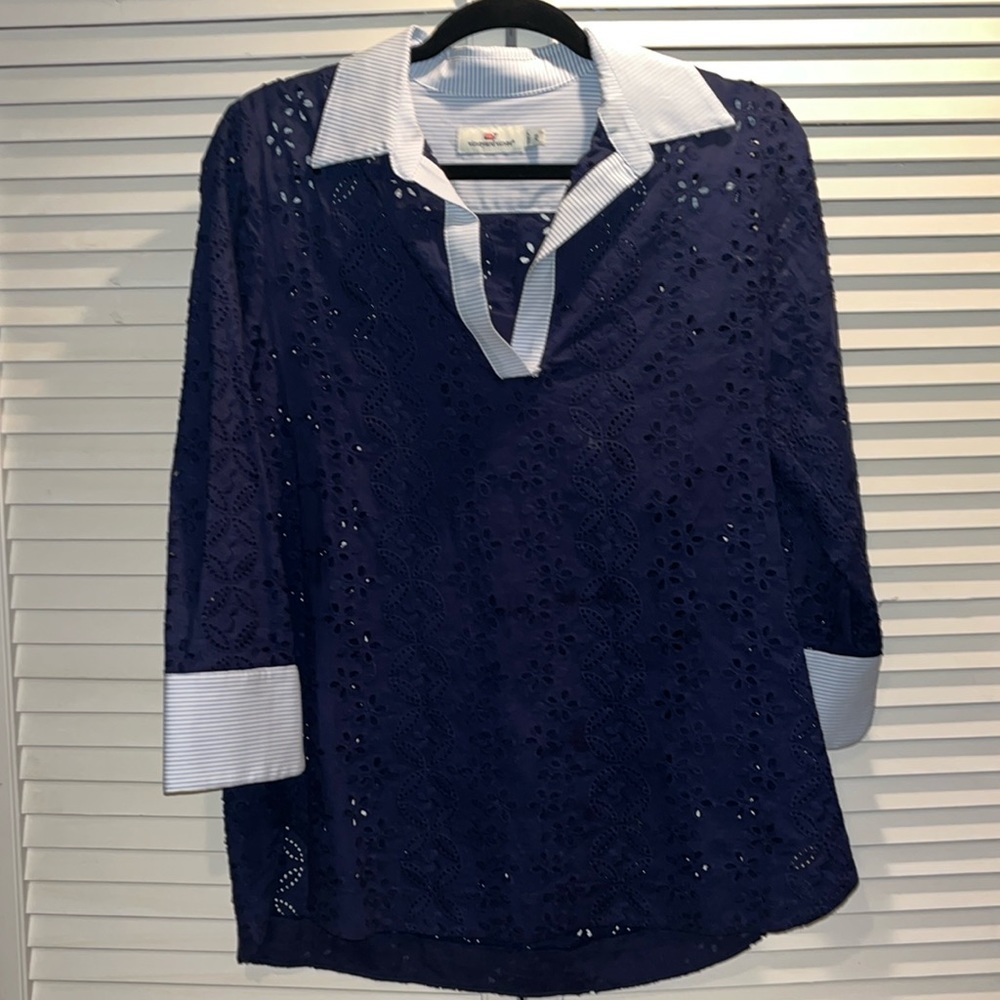 Vineyard Vines navy‎ eyelet tunic women’s XS